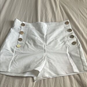 Express White High Waist Shorts with Gold Buttons. Brand New W/O tags